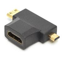 Перехідник PowerPlant HDMI (F) - mini HDMI (M) / micro HDMI (M)