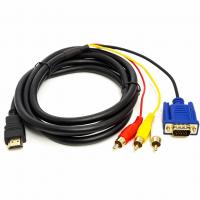 Кабель PowerPlant HDMI (M) - VGA (M) / 3 * RCA (M), 1080p, 1м