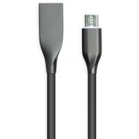 Кабель PowerPlant USB - microUSB, 2м, силікон, чорний