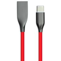 Кабель PowerPlant USB - Type-C, 1м, силікон, червоний