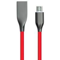 Кабель PowerPlant USB - microUSB, 1м, силікон, червоний