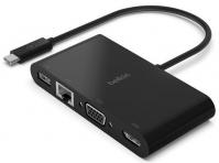 Адаптер Belkin USB-C - Ethernet, HDMI, VGA, USB-A, black
