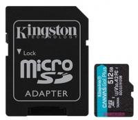 Карта пам'яті microSDXC Kingston 512GB C10 UHS-I U3 A2 R170/W90MB/s Canvas Go Plus + SD адаптер