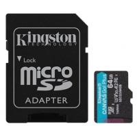 Карта пам'яті microSDXC Kingston 64GB C10 UHS-I U3 A2 R170/W70MB/s + SD адаптер