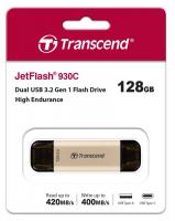 Накопичувач Transcend 128GB USB 3.2+Type-C JetFlash 930 Black R420/W400MB/s