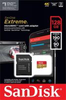 Карта пам'яті SanDisk Extreme microSDXC 128GB C10 UHS-I U3 V30 A2 R190/W90MB/s + SD-адаптер