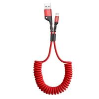 Кабель USB AM-Lightning M, 1 м, 2A, Спіральний-закручений Червоний, Fish eye Spring, CALSR Baseus
