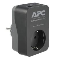 Мережевий фільтр APC SurgeArrest 1 розетка, 2 USB, чорний (PME1WU2B-RS)