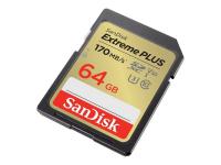 Карта пам'яті SanDisk Extreme PLUS SDXC 64GB UHS-I U3 V30 R170/W80 MB/s + купон на завантаження ПЗ RescuePRO Deluxe