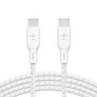 Кабель заряджання/синхронізації Belkin USB-С > USB-С, 2м, 100Вт, плетений, білий