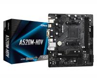 Материнська плата ASRock A520M-HDV (AM4/A520, 2*DDR4, PCIex16, D-Sub/DVI-D/HDMI, 4xSATAІІІ, M.2, GLan, 8ch, mATX)