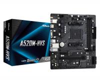 Материнська плата ASRock A520M-HVS (AM4/A520, 2*DDR4, PCIex16, D-Sub/HDMI, 4xSATAІІІ, M.2, GLan, 8ch, mATX)