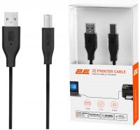 Кабель USB-A > USB-B синхронізації 2E 1.8м, чорний