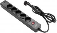Подовжувач-фільтр мережевий 2E 5xТип F, 3x1.5мм кв, 16A, 3xUSB-A, з захистом від перенапруги, 2м, чорний