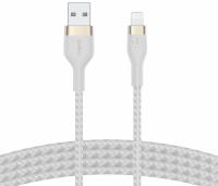 Кабель USB-A > Lightning заряджання/синхронізації Belkin 1м, плетений, силіконовий, з ремінцем на магніті, білий