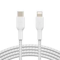 Кабель USB-C > Lightning заряджання/синхронізації Belkin 2м, Type-C, плетений, білий