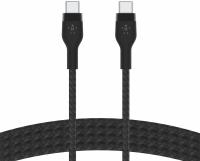 Кабель USB-C > USB-C заряджання/синхронізації Belkin 1м, 60Вт, Type-C, плетений, силіконовий, з ремінцем на магніті, чорний