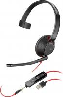 Гарнітура комп'ютерна моно On-ear Poly Blackwire 5210, USB-A, USB-C, 3.5 мм, всеспрямований, чорний