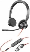 Гарнітура комп'ютерна стерео On-ear Poly Blackwire 3325-M, USB-A, USB-C, всеспрямований, Microsoft Teams, чорний
