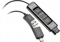 Перехідник Poly DA85 USB > QD з вбудованим пультом керування для гарнітур EncorePro, USB-A, USB-C, чорний