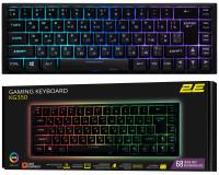 Клавіатура мембранна 2E GAMING KG350 68key, USB-A, EN/UA/RU, RGB, чорний