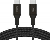 Кабель USB-C > USB-C заряджання/синхронізації Belkin 2м, 240Вт, Type-C, плетений, чорний