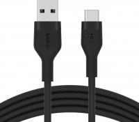 Кабель USB-A > USB-C заряджання/синхронізації Belkin, 1м, Type-C, силіконовий з кліпсою, чорний