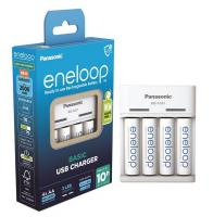 Зарядний пристрій Panasonic Basic USB Charger + 4x Акумулятор Eneloop NI-MH AA 2000mAh