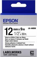 Картридж зі стрічкою Epson LK4WBW принтерів LW-300/LW-400/LW-400VP /LW-600P/LW-700/LW-Z710/LW-900P /LW-1000P/LW-Z5000BE Strng adh Blk/Wht 12mm/9m