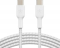 Кабель USB-C > USB-C заряджання/синхронізації Belkin 2м, 60Вт, Type-C, плетений, білий