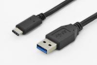 Кабель USB-C > USB-A заряджання/синхронізації, DIGITUS, 1м, Type-C, чорний