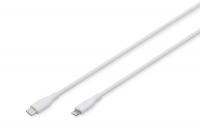 Кабель USB-C > Lightning заряджання/синхронізації, DIGITUS, 2м, USB 2.0, 60W, силіконовий, білий