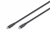 Кабель USB-C заряджання/синхронізації, DIGITUS, 2м, USB 3.2 Gen1, 5G, 100W, 4K, силіконовий, чорний