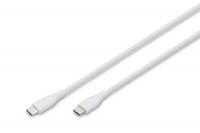 Кабель USB-C > USB-C заряджання/синхронізації, DIGITUS, 1м, USB 2.0, 60W, силіконовий, білий