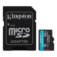 Карта пам'яті Kingston Canvas Go! Plus microSDXC 64GB C10 UHS-I U3 A2 V30 R200MB/s + SD-адаптер