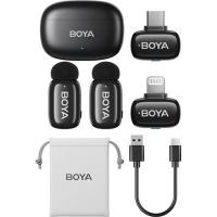Ультракомпактна бездротова мікрофонна система Boya Mini UC DI (2Tx, 1Rx USB-C, 1Rx Lightning, зарядний кейс), чорний