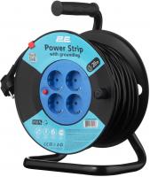 Подовжувач мережевий 2E REEL 20м, 4xТипF, 16A, чорно-синій (2E-CR4315IP20M20)