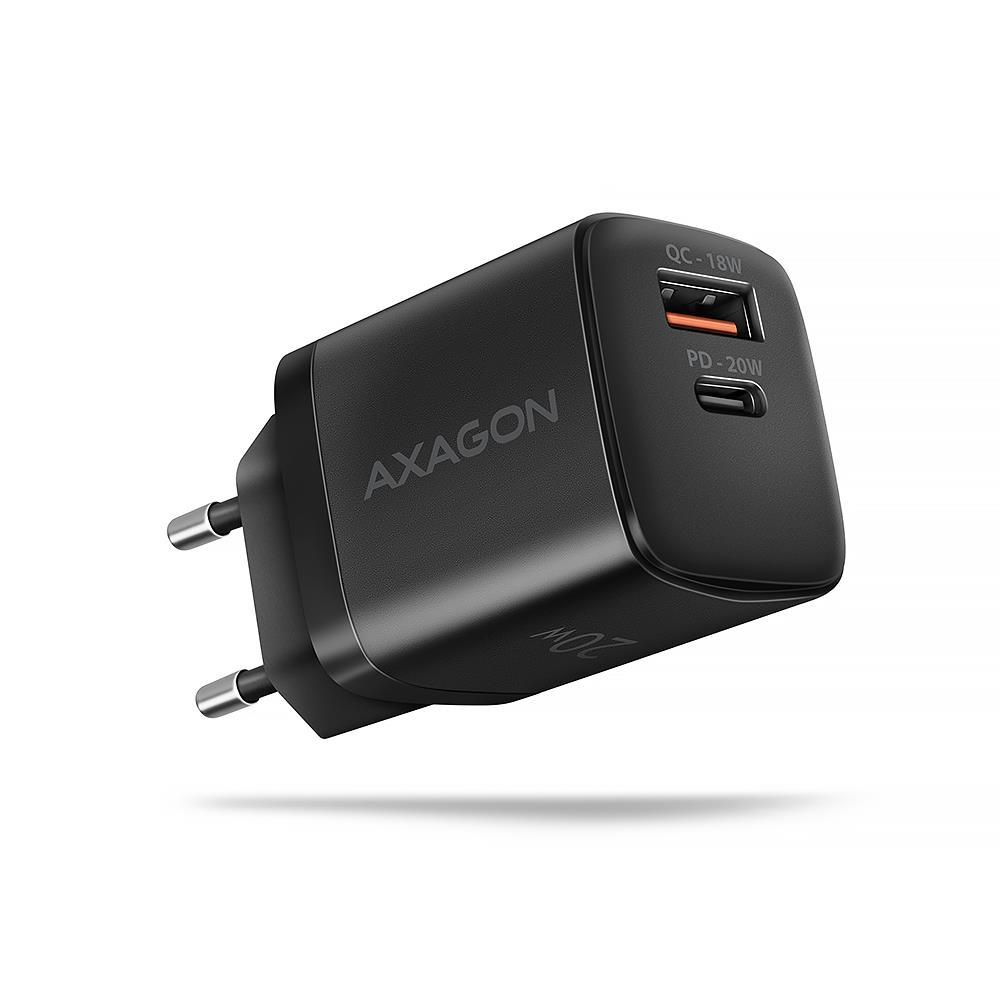 Сетевое зарядное устройство AXAGON ACU-PQ20, QC3.0/AFC/FCP + PD type-C, 20W, black