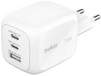 Зарядний пристрій мережевий Belkin 70Вт 2хUSB-С/USB-A GAN PD PPS, білий