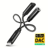 Аудіоадаптер Hi-Res Axagon ADA-HCPD USB-C (M) - 3.5mm (F) + USB-C (F) Power Delivery 60W, 10 см, чорний