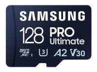 Карта пам'яті Samsung PRO Ultimate microSDXC UHS-I 128GB U3 A2 V30 R200/W130 MB/s, Blue + SD-адаптер (MB-MY128SA/WW)