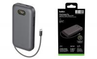 Акумулятор портативний літій-іонний Power Bank Belkin 27000мА·год, 240Вт, з інтегрованим кабелем USB-C, сірий